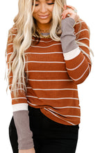 Load image into Gallery viewer, Extend Color Block Cuffs Rib Knit Striped Pullover
