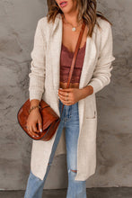 Load image into Gallery viewer, Hooded Pockets Open Front Knitted Cardigan
