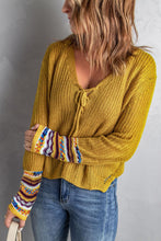 Load image into Gallery viewer, Lace up V Neck Knit Sweater - www.novixan.com

