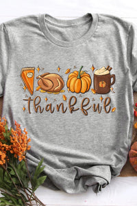 Kurzärmliges T-Shirt mit Herbst-Kürbis-Buchstaben-Grafikdruck