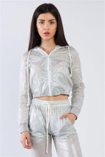 Laden Sie das Bild in den Galerie-Viewer, Grey Active Wear Nylon Sweatsuit Set - www.novixan.com
