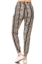 Load image into Gallery viewer, Snakeskin Printed Joggers With Solid Trim, Drawstring Waistband, Waist - www.novixan.com
