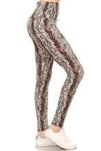 Laden Sie das Bild in den Galerie-Viewer, Yoga Style Banded Lined Snakeskin Printed Knit Legging With High Waist. - www.novixan.com
