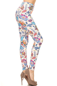 Floral Printed Lined Knit Legging With Elastic Waistband - www.novixan.com