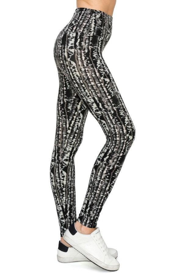 Banded Lined Tie Dye Printed Knit Legging With High Waist. - www.novixan.com