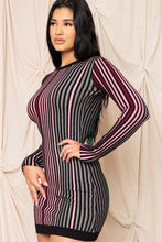 Laden Sie das Bild in den Galerie-Viewer, Multi-color Striped Ribbed Dress - www.novixan.com

