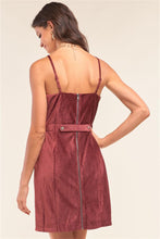 Laden Sie das Bild in den Galerie-Viewer, Cranberry Red Corduroy Sleeveless Square Neck Tight Fit Mini Dress - www.novixan.com
