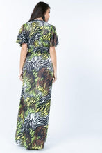 Laden Sie das Bild in den Galerie-Viewer, Deep V Neck Slit Zebra Print Long Dress - www.novixan.com
