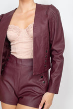Load image into Gallery viewer, Faux Leather Jacket &amp; Shorts Set - www.novixan.com
