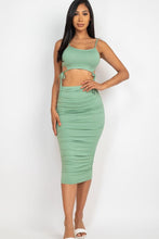Load image into Gallery viewer, Cut-out Tie Side Crop Top &amp; Ruched Midi Skirt Set - www.novixan.com
