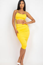 Cargue la imagen en el visor de la galería, Cut-out Tie Side Crop Top &amp; Ruched Midi Skirt Set - www.novixan.com
