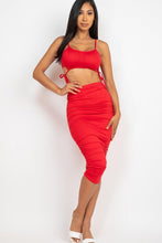 Load image into Gallery viewer, Cut-out Tie Side Crop Top &amp; Ruched Midi Skirt Set - www.novixan.com
