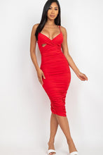 Load image into Gallery viewer, Cross Wrap Ruched Midi Dress - www.novixan.com
