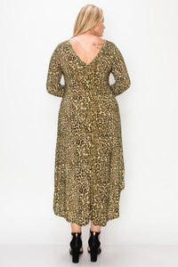 Cheetah Print Dress Featuring A Round Neck - www.novixan.com