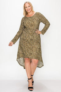 Cheetah Print Dress Featuring A Round Neck - www.novixan.com