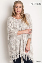 Cargue la imagen en el visor de la galería, Chunky Knit Sweater Frayed Trim Plus Size - www.novixan.com
