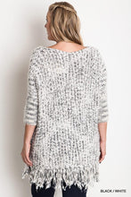 Cargue la imagen en el visor de la galería, Chunky Knit Sweater Frayed Trim Plus Size - www.novixan.com
