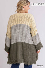 Laden Sie das Bild in den Galerie-Viewer, Patchwork Knitted Open Front Cardigan Sweater - www.novixan.com
