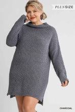 Laden Sie das Bild in den Galerie-Viewer, High Cowl Neck Bouclé Long Sleeve Sweater Dress - www.novixan.com
