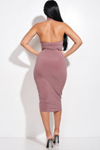 Load image into Gallery viewer, Solid Halter Neck Midi Dress With Criss Cross Front And Cutout - www.novixan.com
