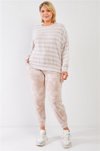 Load image into Gallery viewer, Plus Size Striped Polyester Fleece Round Neck Top - www.novixan.com
