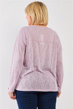 Load image into Gallery viewer, Plus Size Round Neck Lightweight Knit Long Sleeve Top - www.novixan.com
