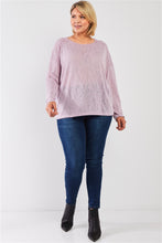Load image into Gallery viewer, Plus Size Round Neck Lightweight Knit Long Sleeve Top - www.novixan.com
