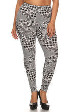 Load image into Gallery viewer, Floral With Hounds Tooth Printed Knit Legging - www.novixan.com
