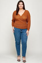 Load image into Gallery viewer, Plus Size Textured Waffle Sweater Knit Top - www.novixan.com
