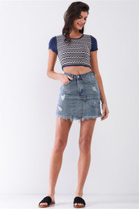 High-waist Asymmetrical Trim Mini Skirt - www.novixan.com