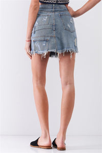 High-waist Asymmetrical Trim Mini Skirt - www.novixan.com