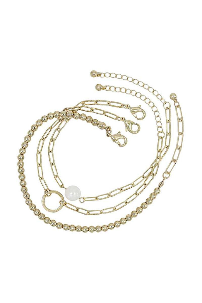 Chain Pearl Bracelet 3 Pc Set - www.novixan.com