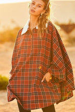 Load image into Gallery viewer, Mock Neck With Zipper Plaid Poncho - www.novixan.com
