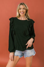 Load image into Gallery viewer, Round Neckline Front Ruffle Detail Knit Top - www.novixan.com
