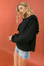 Load image into Gallery viewer, Round Neckline Front Ruffle Detail Knit Top - www.novixan.com
