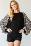 Floral Print Bubble Longsleeve Top - www.novixan.com