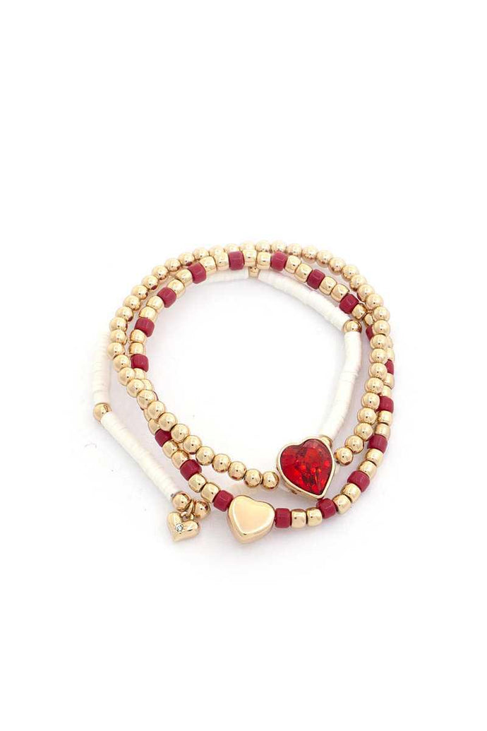 Heart Beaded Assorted Bracelet Set - www.novixan.com