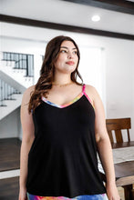 Load image into Gallery viewer, Black Striped V-neck Top and Maxi Skirt Set Plus Size - www.novixan.com
