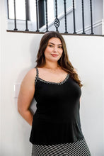 Laden Sie das Bild in den Galerie-Viewer, Black Striped V-neck Top and Maxi Skirt Set Plus Size - www.novixan.com
