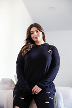 Load image into Gallery viewer, Distressed Hooded Top &amp; Pants Set Plus Size - www.novixan.com
