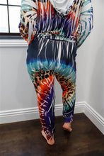 Load image into Gallery viewer, Ivory Animal Print Hooded Top &amp; Pants Set Plus Size - www.novixan.com
