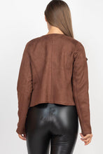 Load image into Gallery viewer, Cropped Long Sleeves Suede Moto Jacket - www.novixan.com
