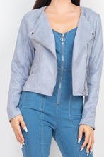 Load image into Gallery viewer, Cropped Long Sleeves Suede Moto Jacket - www.novixan.com
