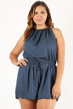 Load image into Gallery viewer, Chambray Romper Plus Size - www.novixan.com
