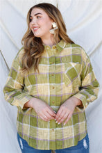 Laden Sie das Bild in den Galerie-Viewer, Cotton &amp; Linen Blend Textured Plaid Shirt Top Plus Size - www.novixan.com
