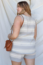 Load image into Gallery viewer, Stripe Knit Sleeveless Top &amp; Short Set Plus Size
