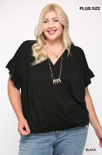 Load image into Gallery viewer, Solid Surplice Top With Ruffle Sleeve
