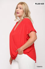 Load image into Gallery viewer, Solid Surplice Top With Ruffle Sleeve
