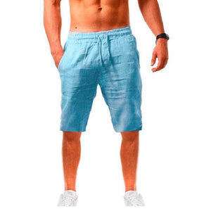 Men's Breathable Solid Color Linen Cotton Shorts - www.novixan.com