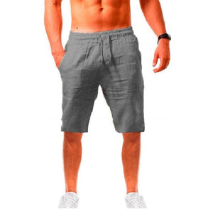 Men's Breathable Solid Color Linen Cotton Shorts - www.novixan.com